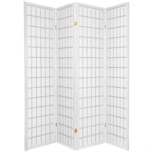 Accents > Room Divider Screens - 4-Panel Room Divider Oriental Shoji Privacy Screen In White