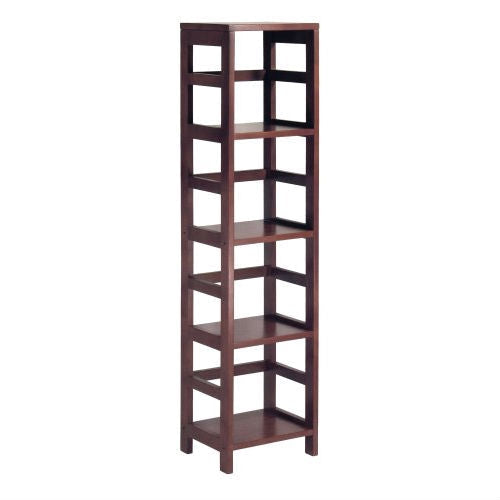 Living Room > Bookcases - 4-Shelf Narrow Shelving Unit Bookcase Tower In Espresso