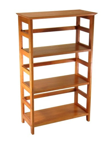 Living Room > Bookcases - 4-Tier Book-shelf Wood Bookcase In Honey Finish