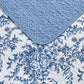 Bedroom > Quilts & Blankets - King Size 3 Piece Bed-in-a-Bag Reversible Blue White Floral Cotton Quilt Set