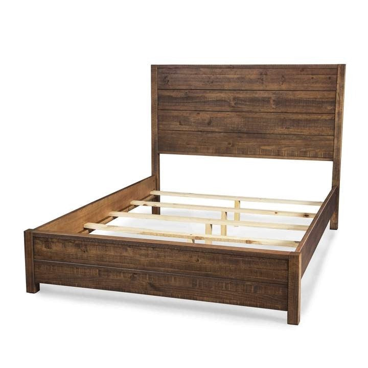 Bedroom > Bed Frames > Platform Beds - FarmHome Walnut Solid Pine Platform Bed In Queen Size