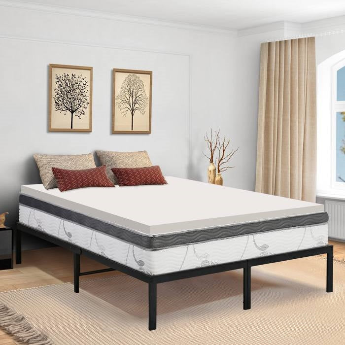 Bedroom > Mattress Toppers - Queen 2-inch Thick Plush High Density Foam Mattress Topper Pad - Medium Firm