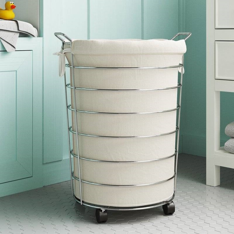 Bathroom > Laundry Hampers - Stylish Laundry Hamper Cart With Wheels Casters And Removable Bag