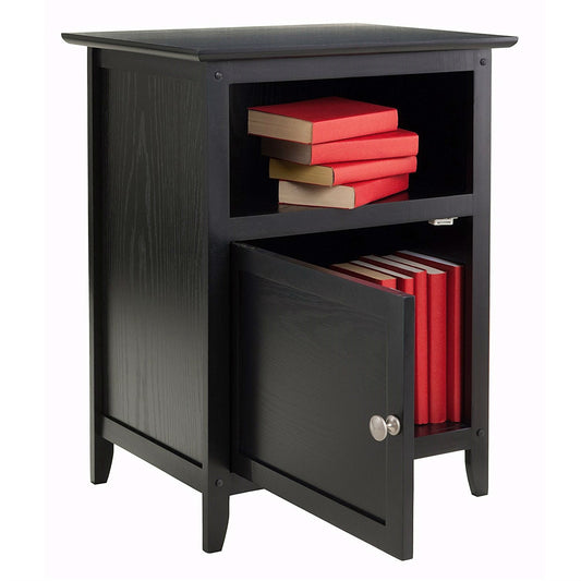 Bedroom > Nightstand And Dressers - Black Shaker Style End Table Nighstand With Shelf