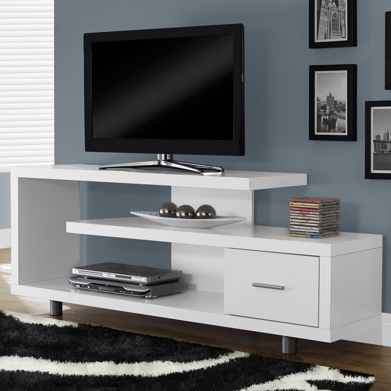 Living Room > TV Stands And Entertainment Centers - White Modern TV Stand - Fits Up To 60-inch Flat Screen TV