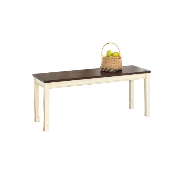 Accents > Benches - Kitchen Seating Wooden Bench In White And Brown Finish