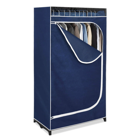 Bedroom > Wardrobe & Armoire - Portable Clothes Closet Wardrobe In Blue Breathable Fabric