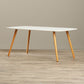 Living Room > Coffee Tables - White Top Mid-Century Coffee Table With Solid Wood Legs