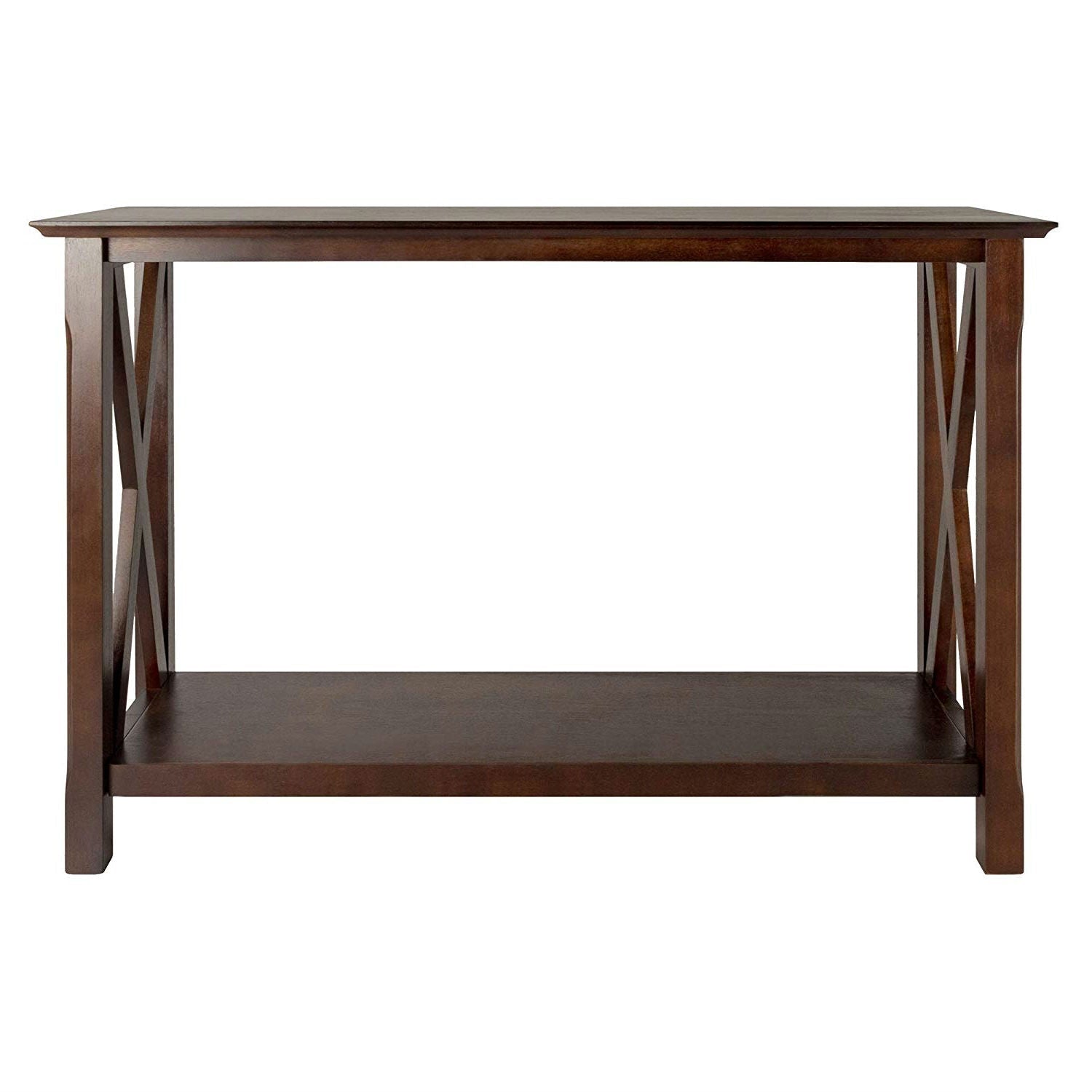Living Room > Console & Sofa Tables - Cappuccino Brown Wood Console Sofa Table With Bottom Shelf