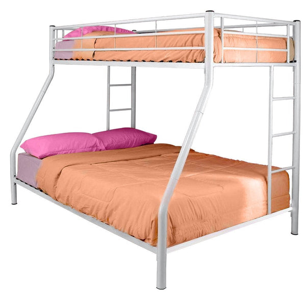 Bedroom > Bed Frames > Bunk Beds - White Metal Twin Over Full Bunk Bed