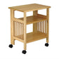 Office > Printer Stands - 3-Shelf Folding Wood Printer Stand Cart In Natural With Lockable Casters