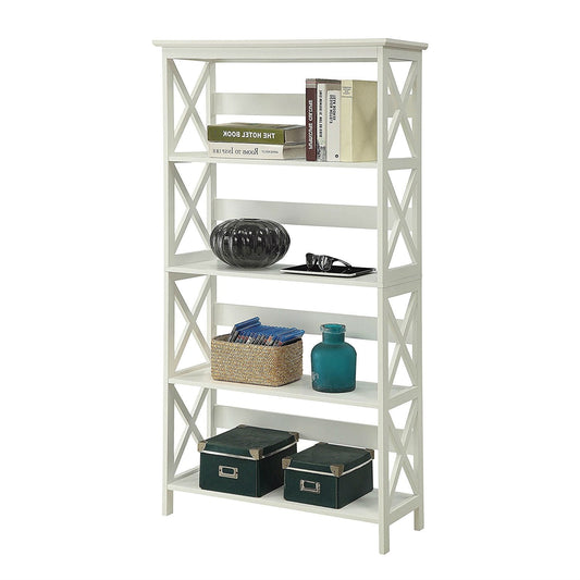 Living Room > Bookcases - Glossy White 5-Shelf Bookcase