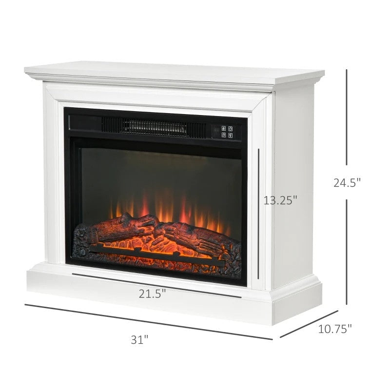 Accents > Electric Fireplaces - 31 Inch White Electric Fireplace Heater Dimmable Flame Effect And Mantel W/ Remote Control