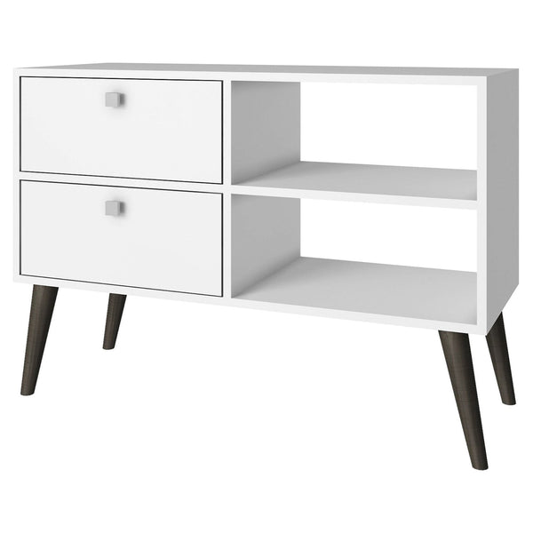 Living Room > TV Stands And Entertainment Centers - White Grey Wood Modern Classic Mid-Century Style TV Stand Entertainment Center