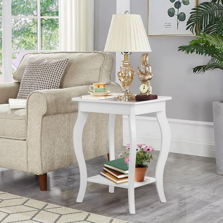 Bedroom > Nightstand And Dressers - Stylish Nightstand End Table In White Wood Finish - Set Of 2