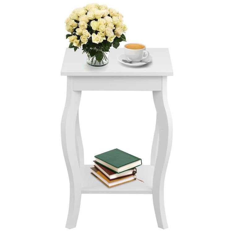 Bedroom > Nightstand And Dressers - Stylish Nightstand End Table In White Wood Finish - Set Of 2