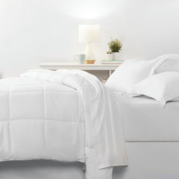 Bedroom > Comforters And Sets - Full Size Microfiber 6-Piece Reversible Bed In A Bag Comforter Set In White