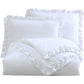 Bedroom > Comforters And Sets - Full Size White Stone Washed Ruffled Edge Microfiber Comforter Set