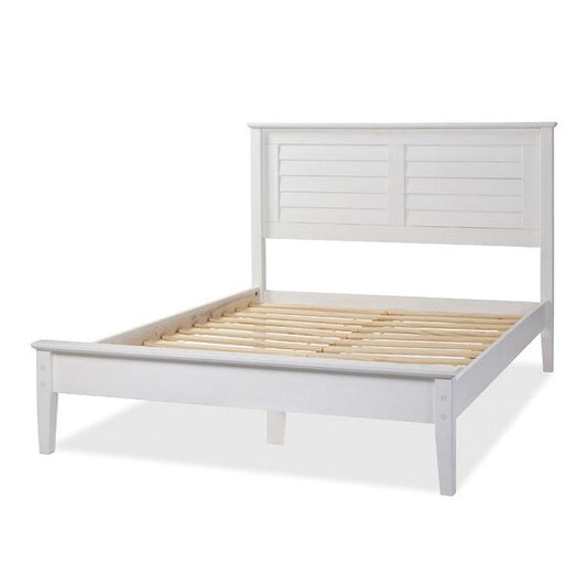 Bedroom > Bed Frames > Platform Beds - Contemporary White Solid Pine Platform Bed In Queen Size