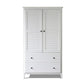 Bedroom > Wardrobe & Armoire - FarmHome Louvered Distressed White Solid Pine Armoire