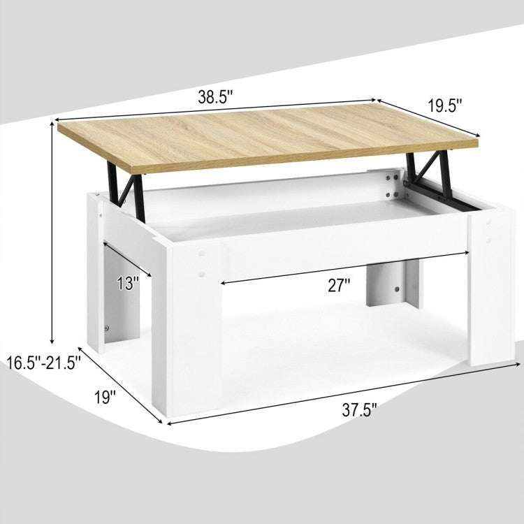 Living Room > Coffee Tables - Farmhouse White Lift-Top Multi Purpose Coffee Table Laptop Desk