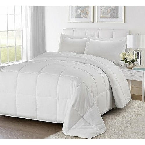 Bedroom > Comforters And Sets - King/Cal King Traditional Microfiber Reversible 3 Piece Comforter Set In White