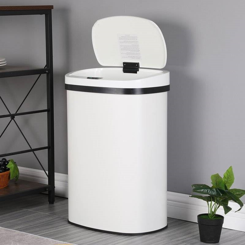 Kitchen > Trash Cans & Recycle Bins - 13 GL Stainless Steel Motion Sensor Trash Can White