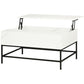 Living Room > Coffee Tables - Modern White Lift Top Coffee Table W/ Hidden Storage Black Metal Legs