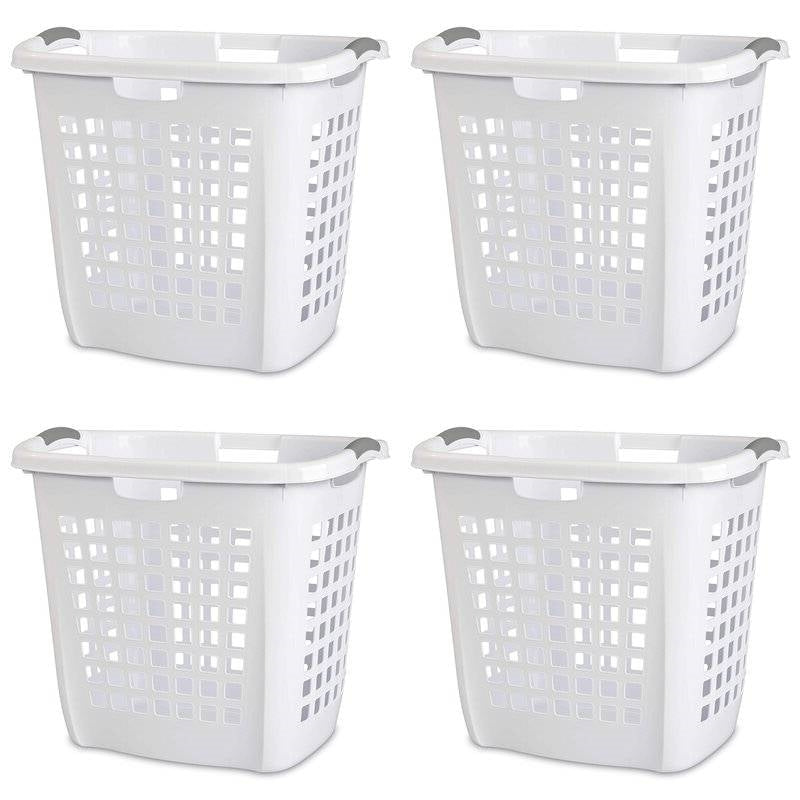 Bathroom > Laundry Hampers - Set Of 4 Heavy Duty Plastic Laundry Hamper Dirty Clothes Basket