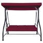 Outdoor > Outdoor Furniture > Porch Swings And Gliders - Red Burgundy Wine 3 Seat Cushioned Porch Patio Canopy Swing Chair