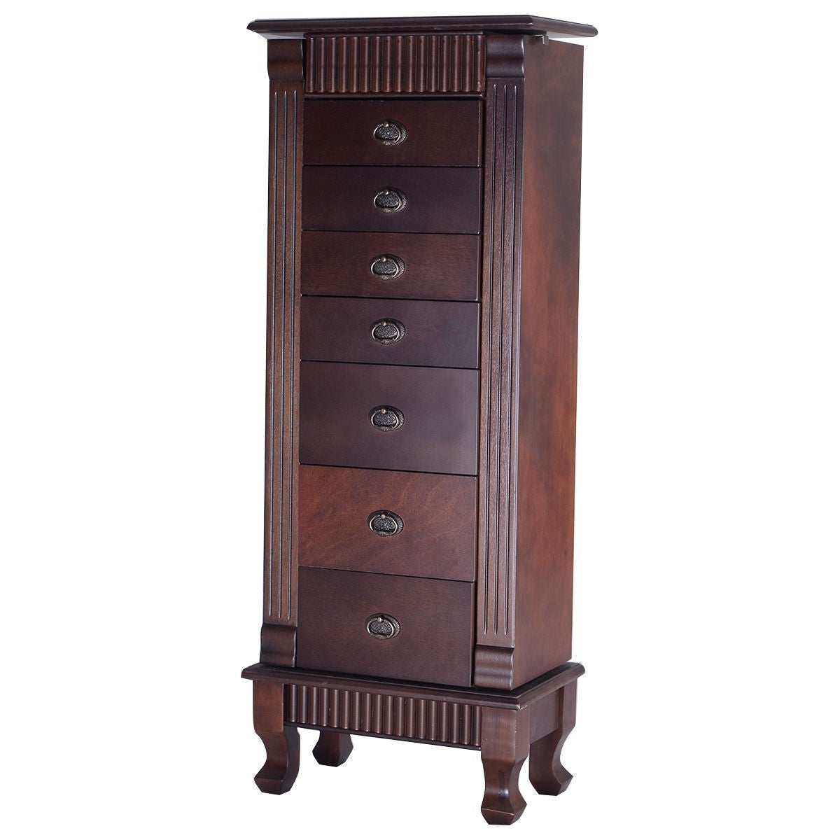 Accents > Jewelry Armoires & Boxes - Classic 7-Drawer Jewelry Armoire Wood Storage Chest Cabinet