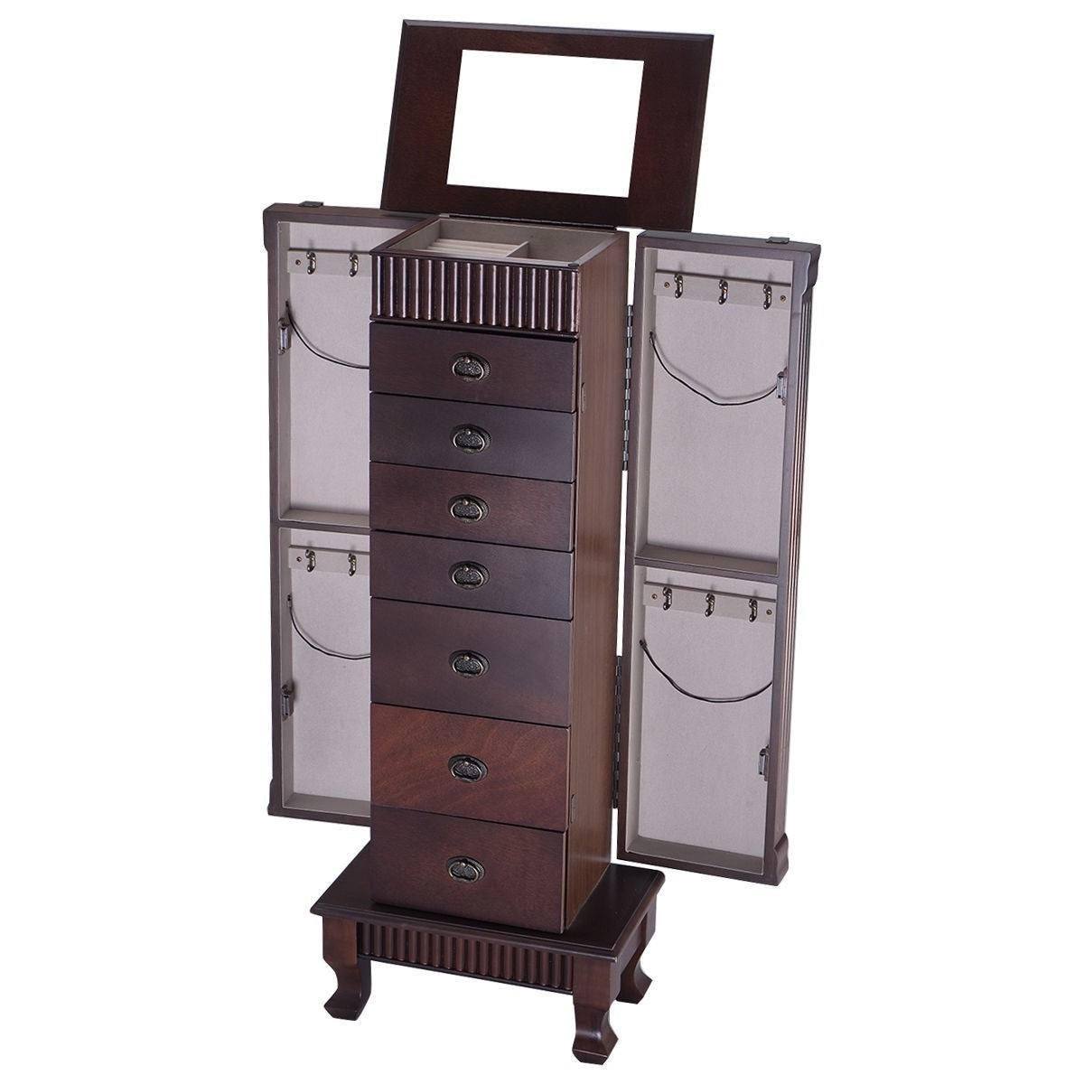 Accents > Jewelry Armoires & Boxes - Classic 7-Drawer Jewelry Armoire Wood Storage Chest Cabinet