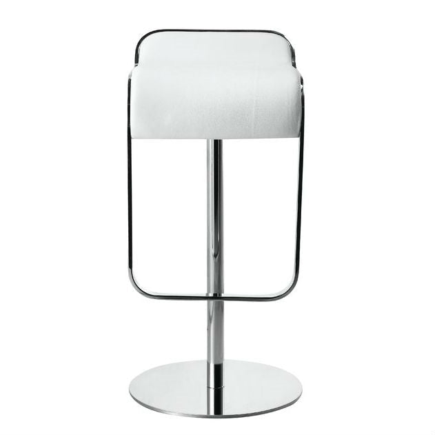 Dining > Barstools - Modern Adjustable Height Bar Stool With White Faux Leather Swivel  Seat
