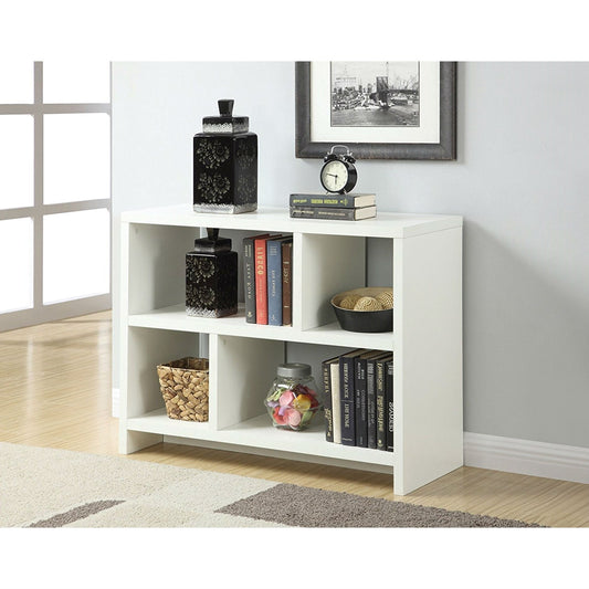 Living Room > Bookcases - White 2-Shelf Modern Bookcase Console Table