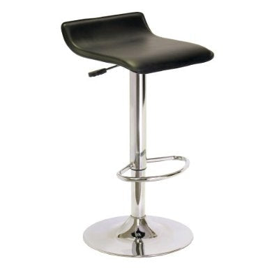 Dining > Barstools - Contemporary ABS Air-Lift Swivel Bar Stool In Black Faux Leather