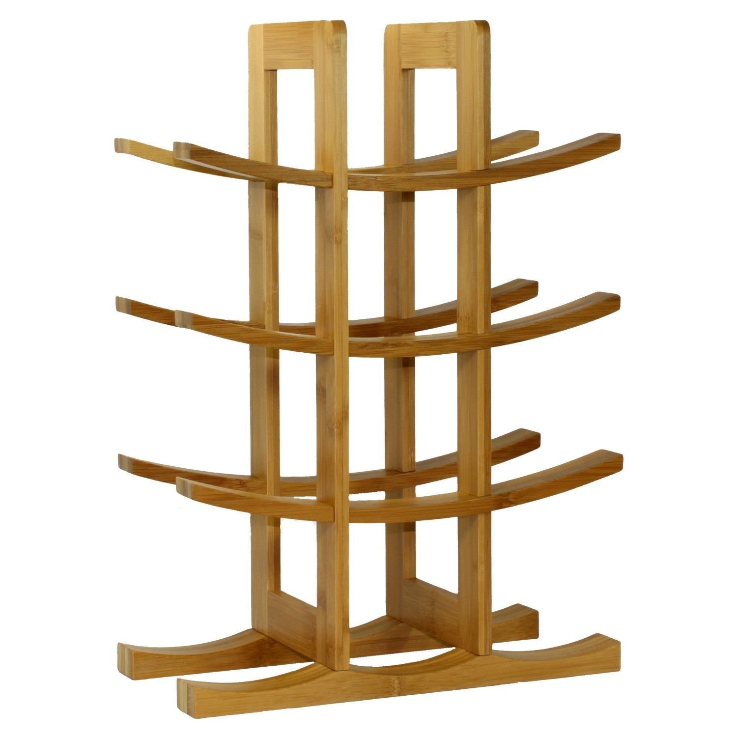 Kitchen > Wine Racks And Coolers - 12-Bottle Wine Rack Modern Asian Style In Natural Bamboo