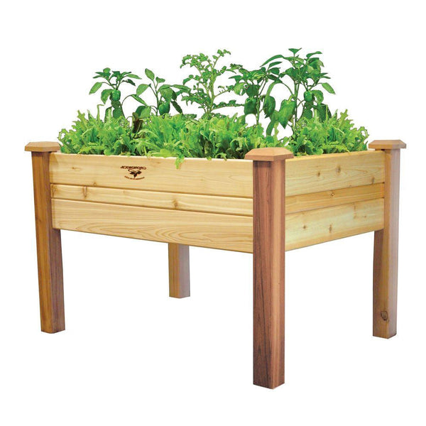 Outdoor > Gardening > Planters - Elevated 2Ft X 4-Ft Cedar Wood Raised Garden Bed Planter Box - Unfinished