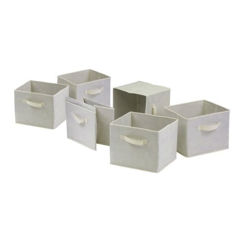 Accents > Storage Cabinets - Set Of 6 Foldable Fabric Storage Baskets In Beige