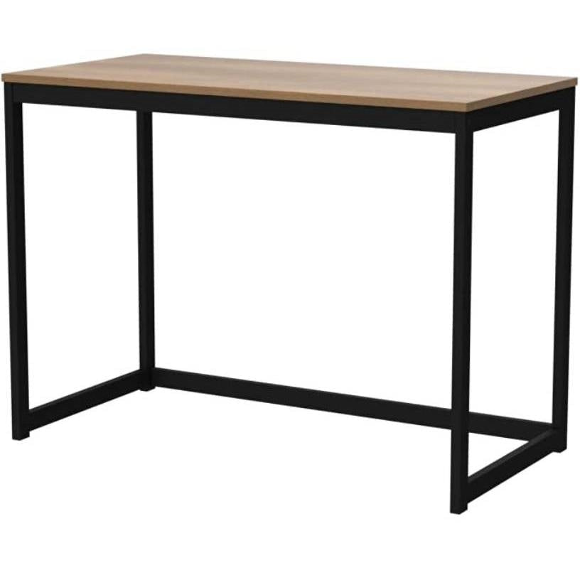 Office > Computer Desks - Modern Home Office Laptop Computer Desk Table With Black Metal Frame Wood Top