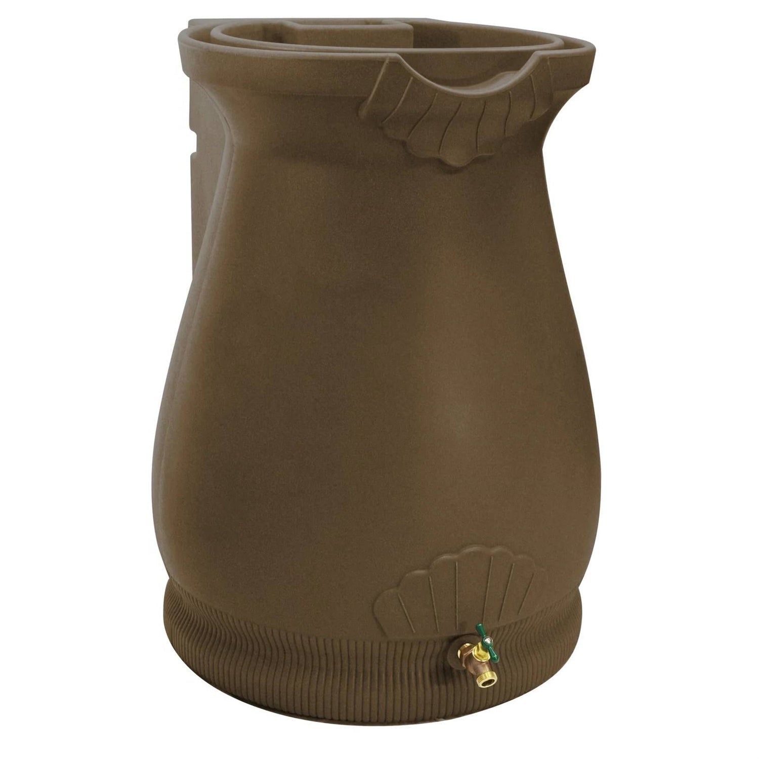 Outdoor > Gardening > Rain Barrels - Brown Oak 65 Gallon Plastic Urn Rain Barrel With Planter Top