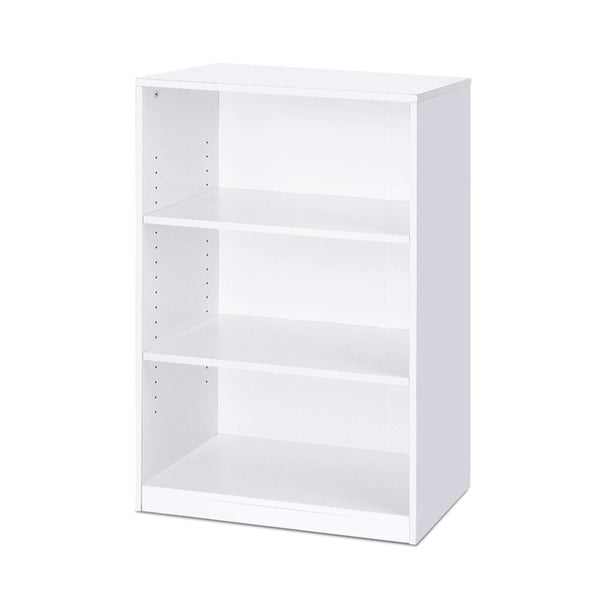 Living Room > Bookcases - Modern 3-Shelf Bookcase In White Wood Finish