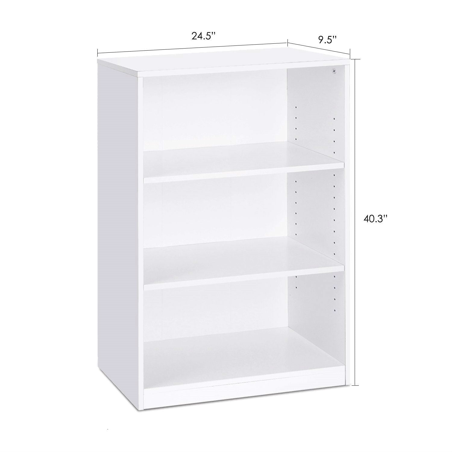 Living Room > Bookcases - Modern 3-Shelf Bookcase In White Wood Finish