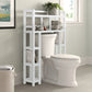 Bathroom > Bathroom Cabinets - White Solid Wood Over-the-Toilet Bathroom Storage Shelving Unit