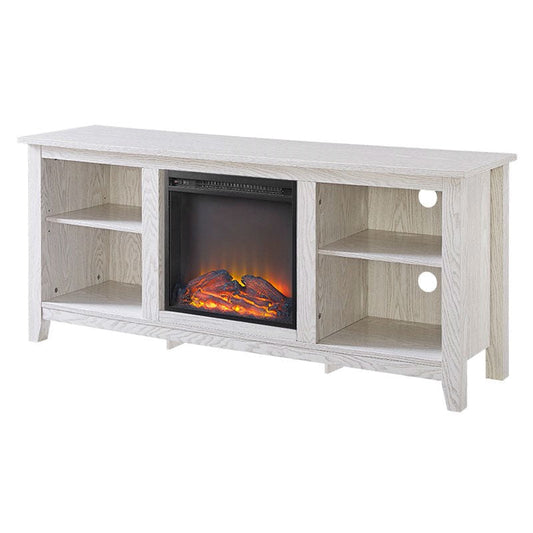 Accents > Electric Fireplaces - Whitewash 58-inch TV Stand Electric Fireplace Space Heater