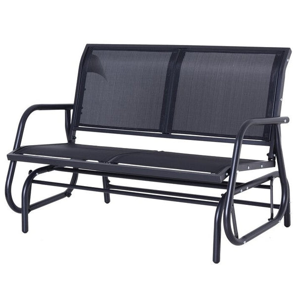 Outdoor > Outdoor Furniture > Porch Swings And Gliders - 2 Seater Mesh Outdoor Patio Swing Glider Dark Gray