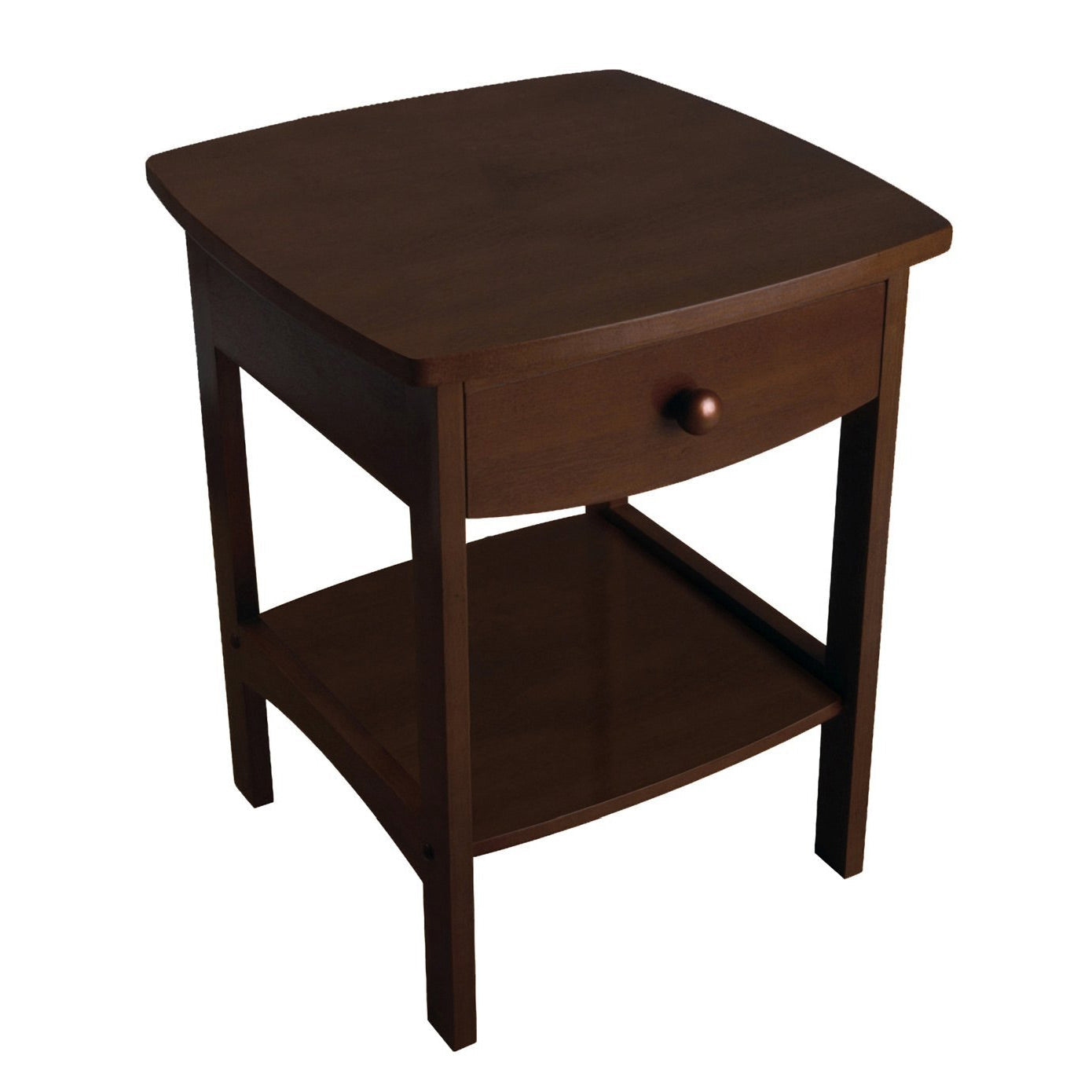 Bedroom > Nightstand And Dressers - Walnut Finish Accent Table Nightstand With One Drawer