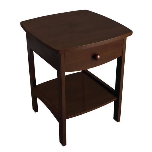 Bedroom > Nightstand And Dressers - Walnut Finish Accent Table Nightstand With One Drawer