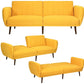 Living Room > Sofas - Modern Scandinavian Yellow Linen Upholstered Sofa Bed With Wooden Legs