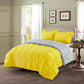 Bedroom > Comforters And Sets - Full/Queen Traditional Microfiber Reversible 3 Piece Comforter Set In Yellow/Light Gray