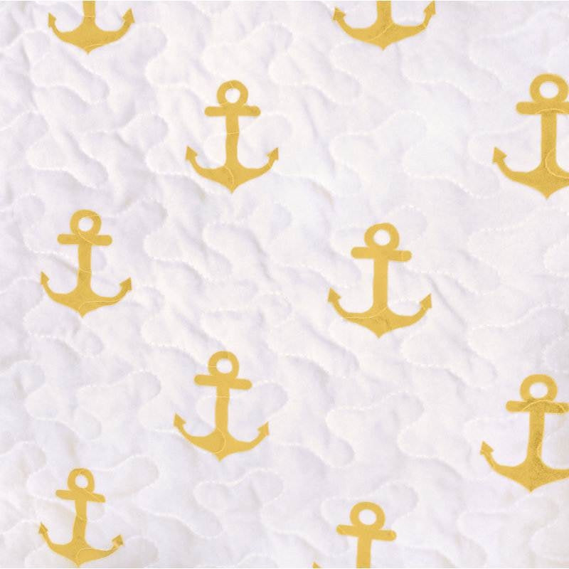 Bedroom > Quilts & Blankets - King 3 Piece Nautical Striped Anchors Reversible Microfiber Quilt Set Yellow